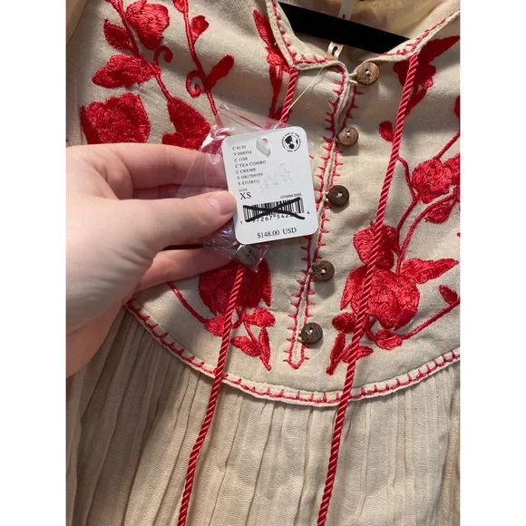 Free People Rosa Linda Embroidered Mini Dress